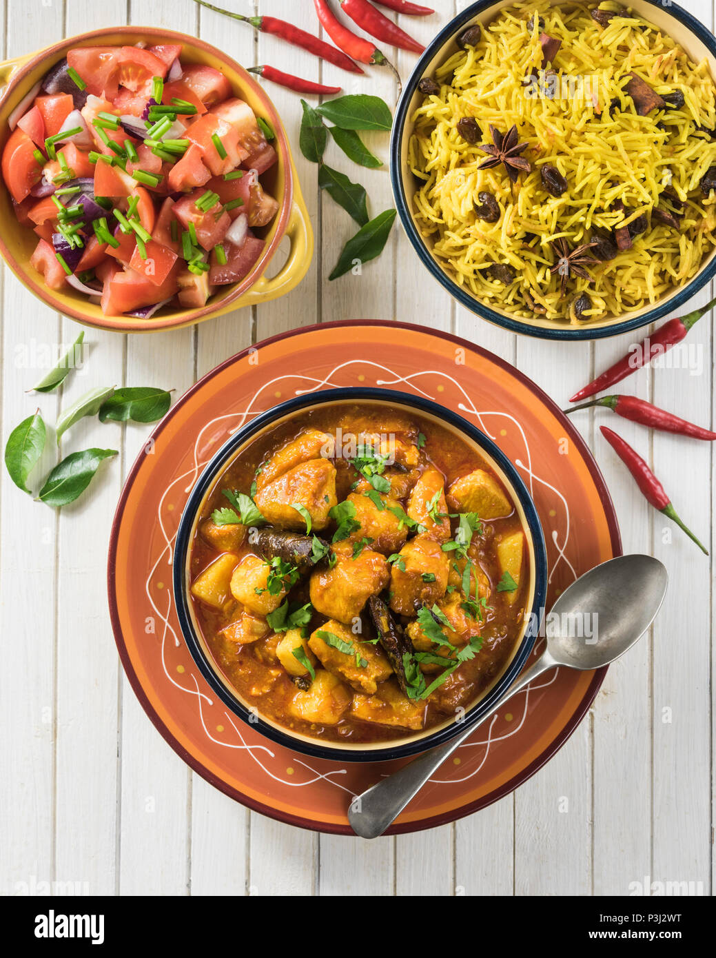 Cape Malay chicken curry. South Africa Food Stock Photo
