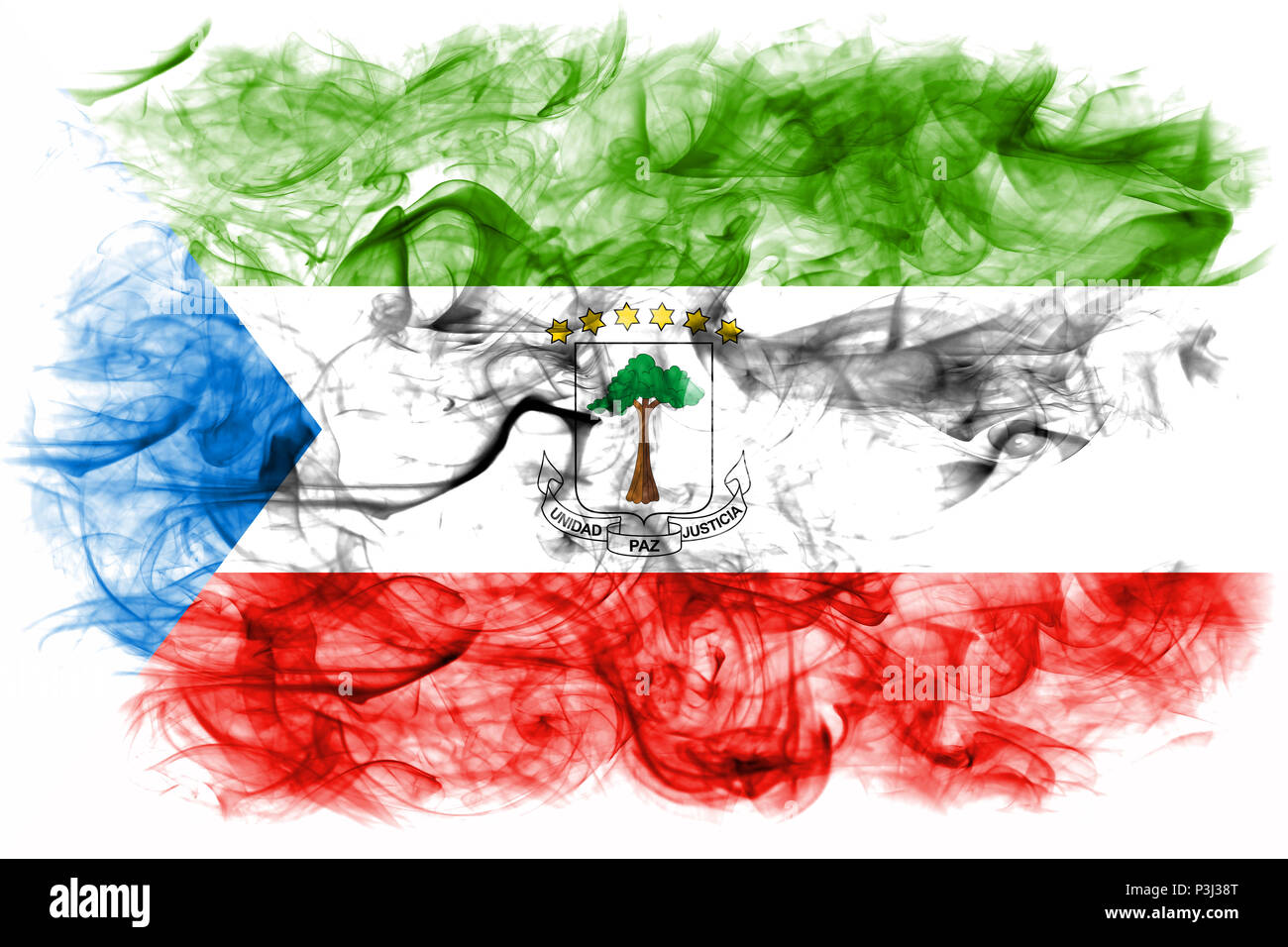 Equatorial Guinea smoke flag Stock Photo