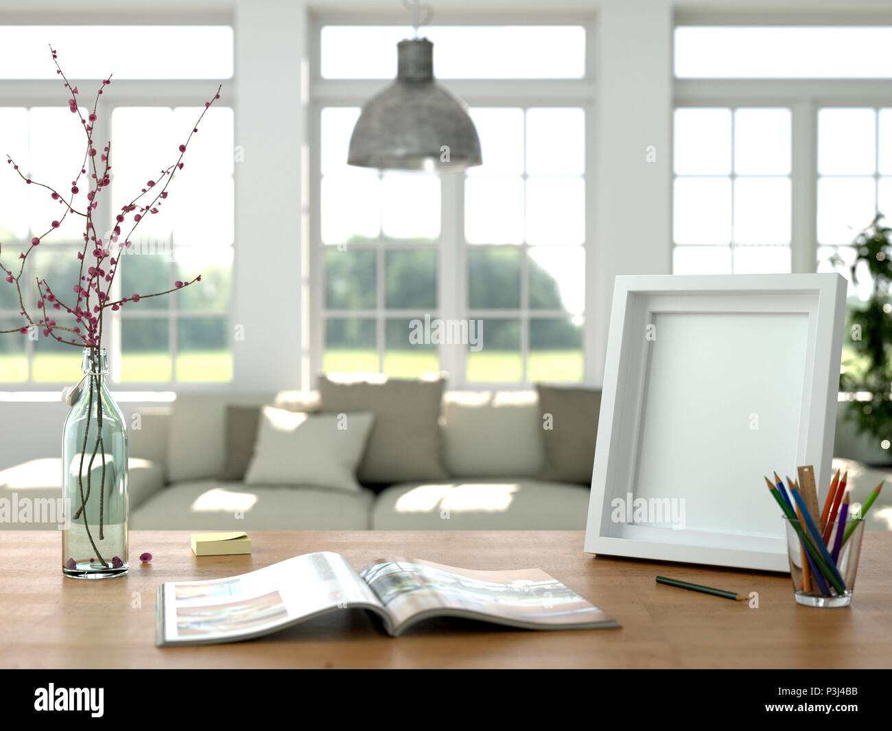 Download Poster Product Design Styled Mockup In Interior Scene 3d Rendering Stock Photo Alamy PSD Mockup Templates