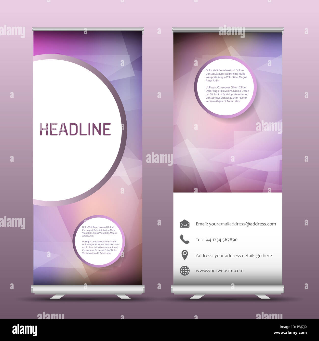 Two advertising roll up banners with an abstract design Stock Photo