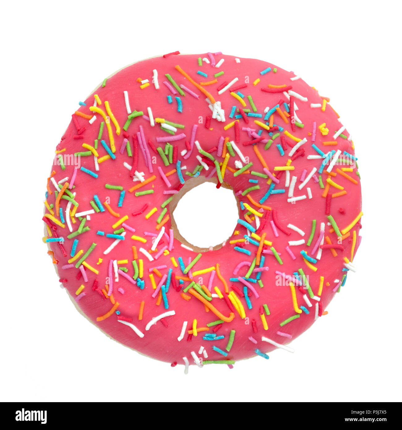 Donut with colorful sprinkles isolated Stock Photo
