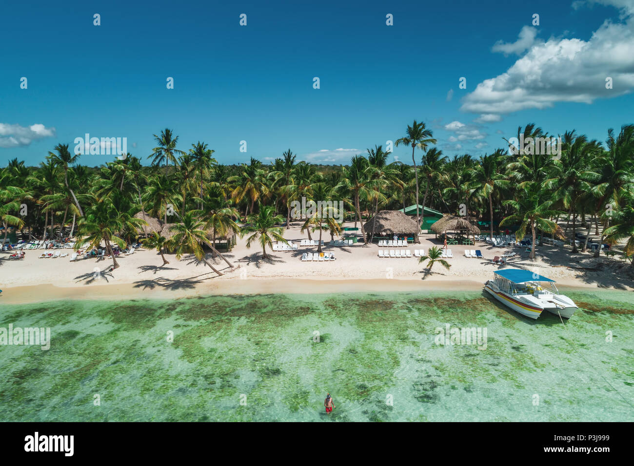 Aerial view of tropical island beach, Dominican Republic Stock Photo