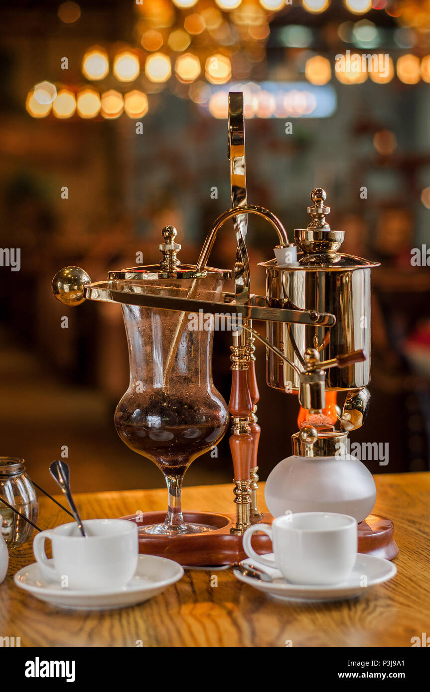 distillation coffee with alcohol lamp Stock Photo Alamy