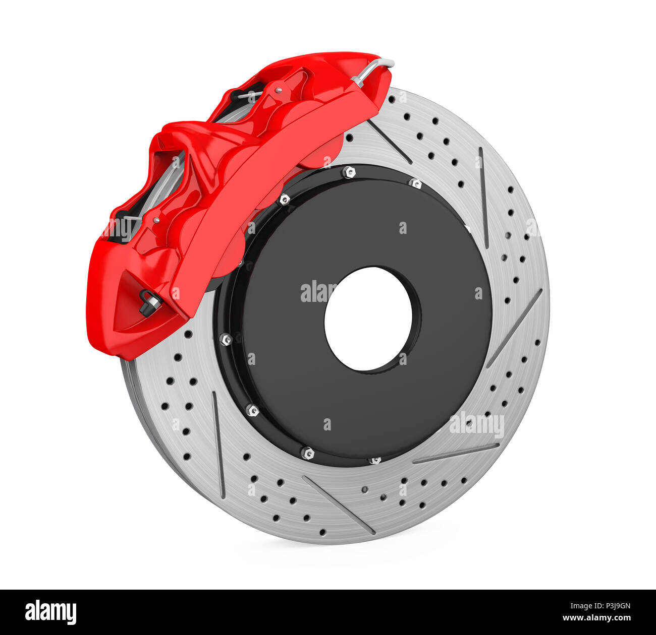 Car Brake Disc and Red Caliper Isolated Stock Photo Alamy