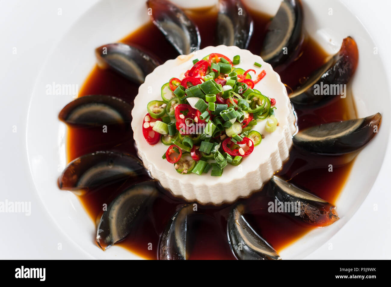 Chinese food tofu with preserved eggs Stock Photo Alamy