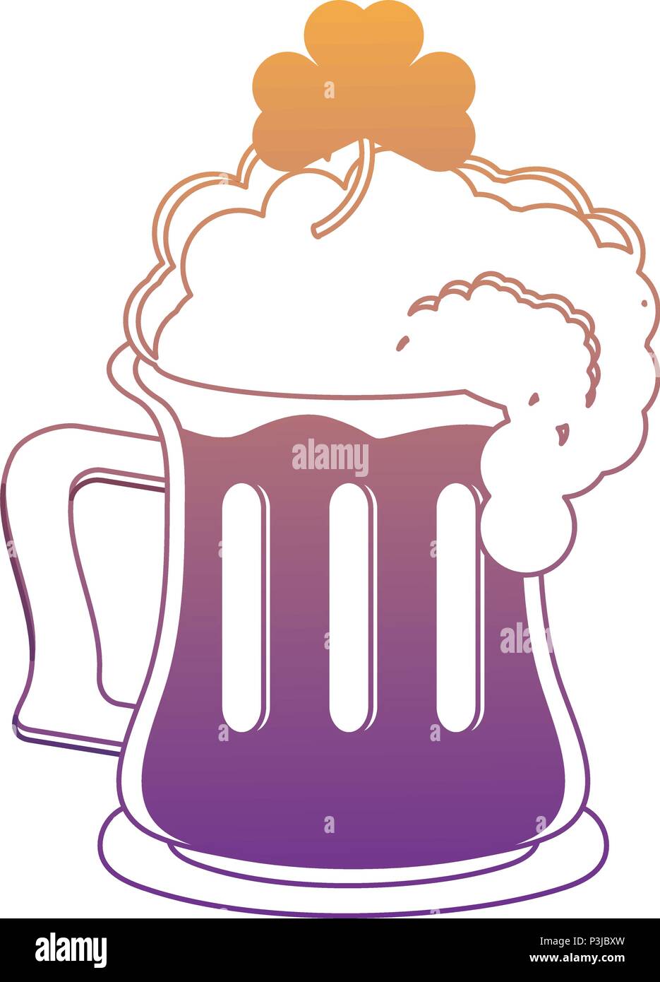 irish beer mug with a clover over white background, vector illustration