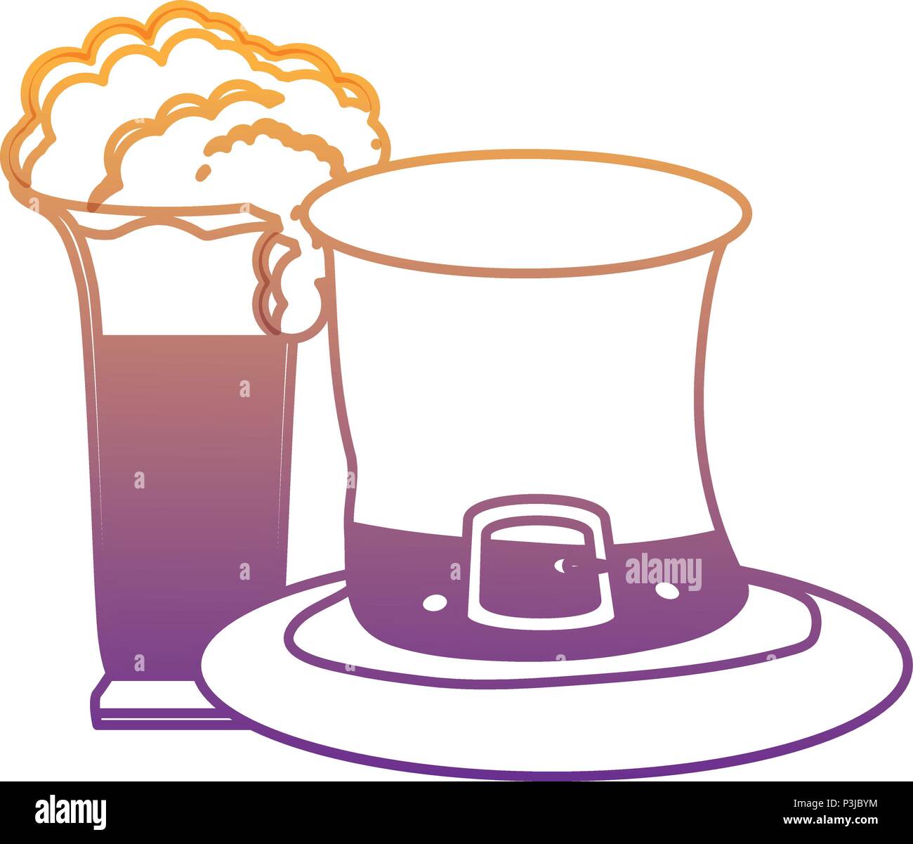 irish top hat and beer glass over white background, vector illustration Stock Vector