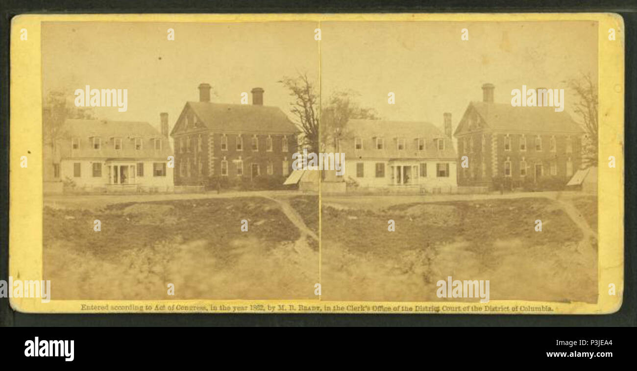. View of two buildings.  Published: 1862. Coverage: 1861-1865. Digital item published 8-11-2006; updated 6-25-2010. 367 View of two buildings, by Brady, Mathew B., 1823 (ca.)-1896 Stock Photo
