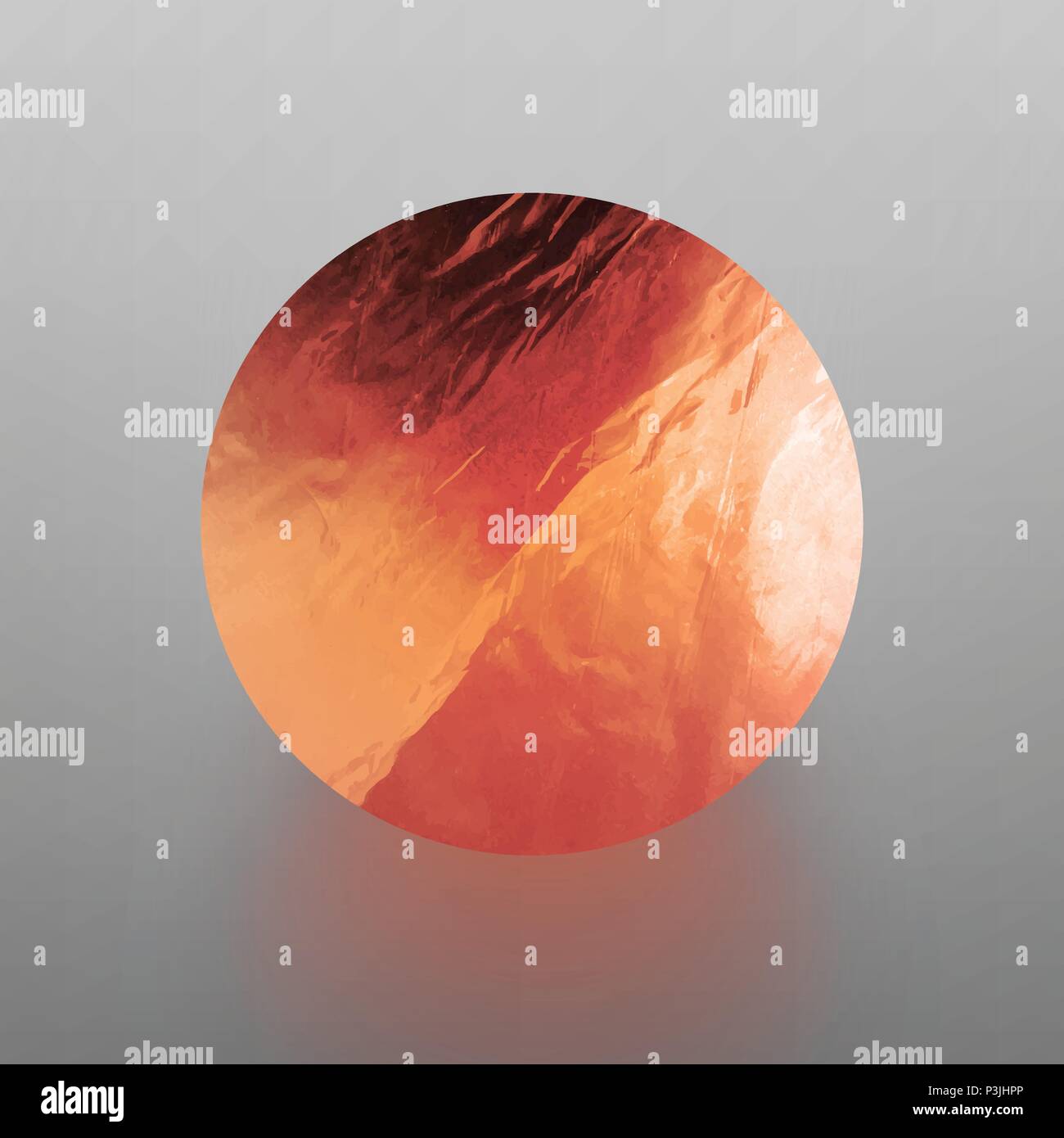 Stock vector illustration shiny, sparkly copper leaf circle. Metal foil