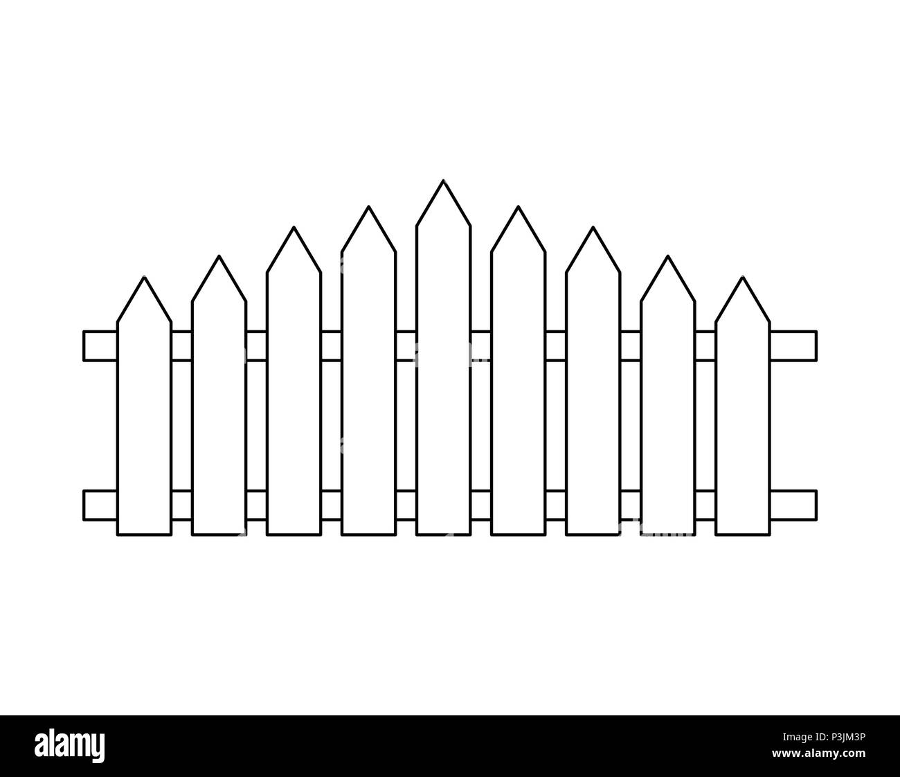 Wooden fence . Simple outline design isolated on white Stock Vector