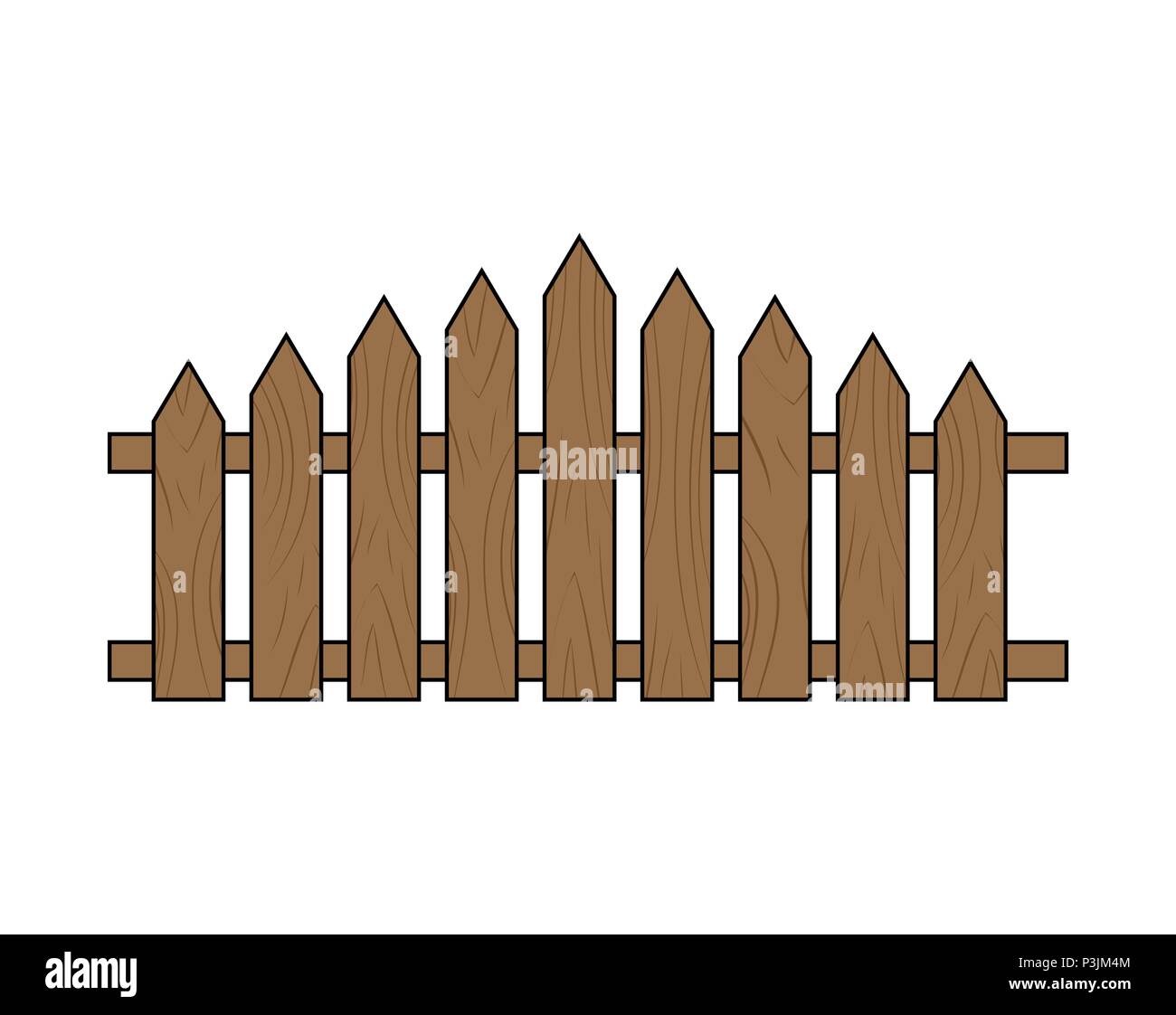 Wooden fence.  Simple  design isolated on white background Stock Vector