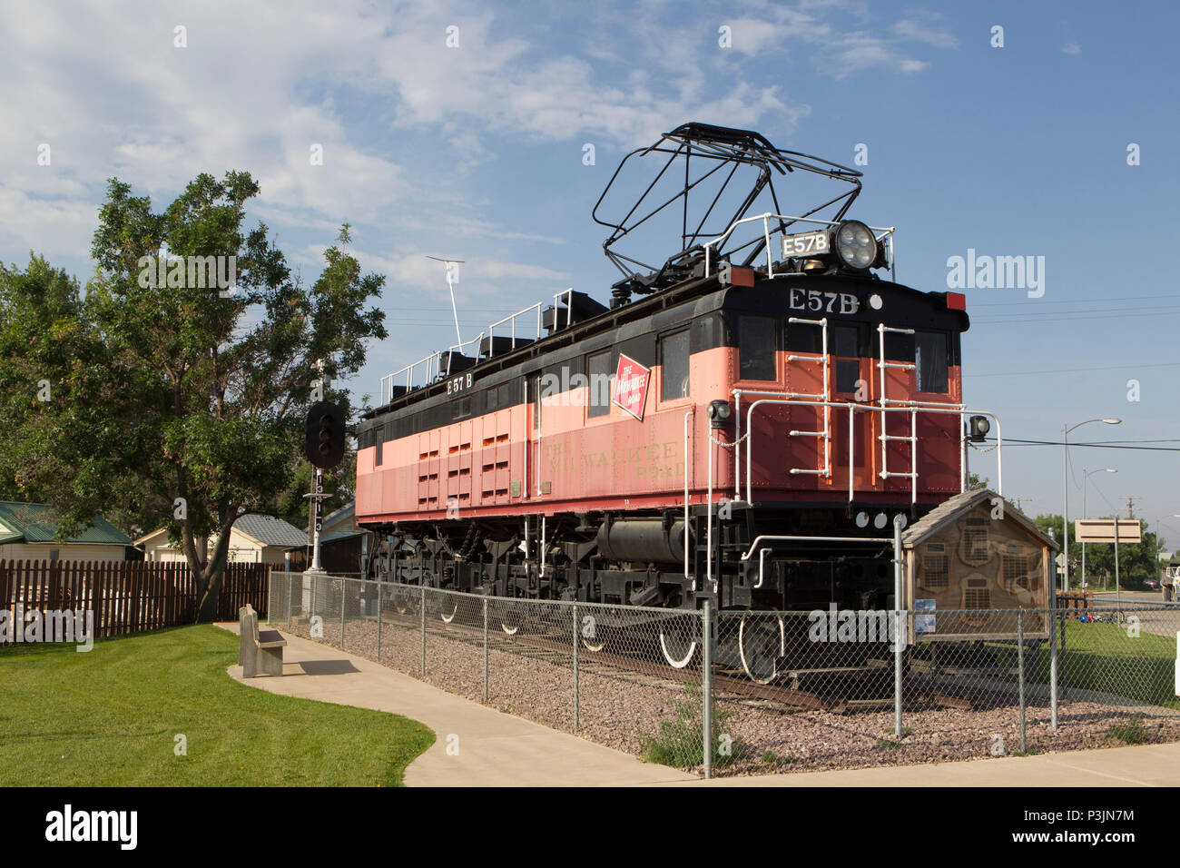 E57B, the Milwaukee Road's last electric greets visitors to