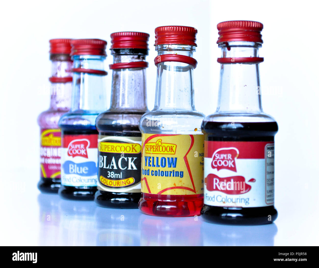 Food colouring bottles Stock Photo