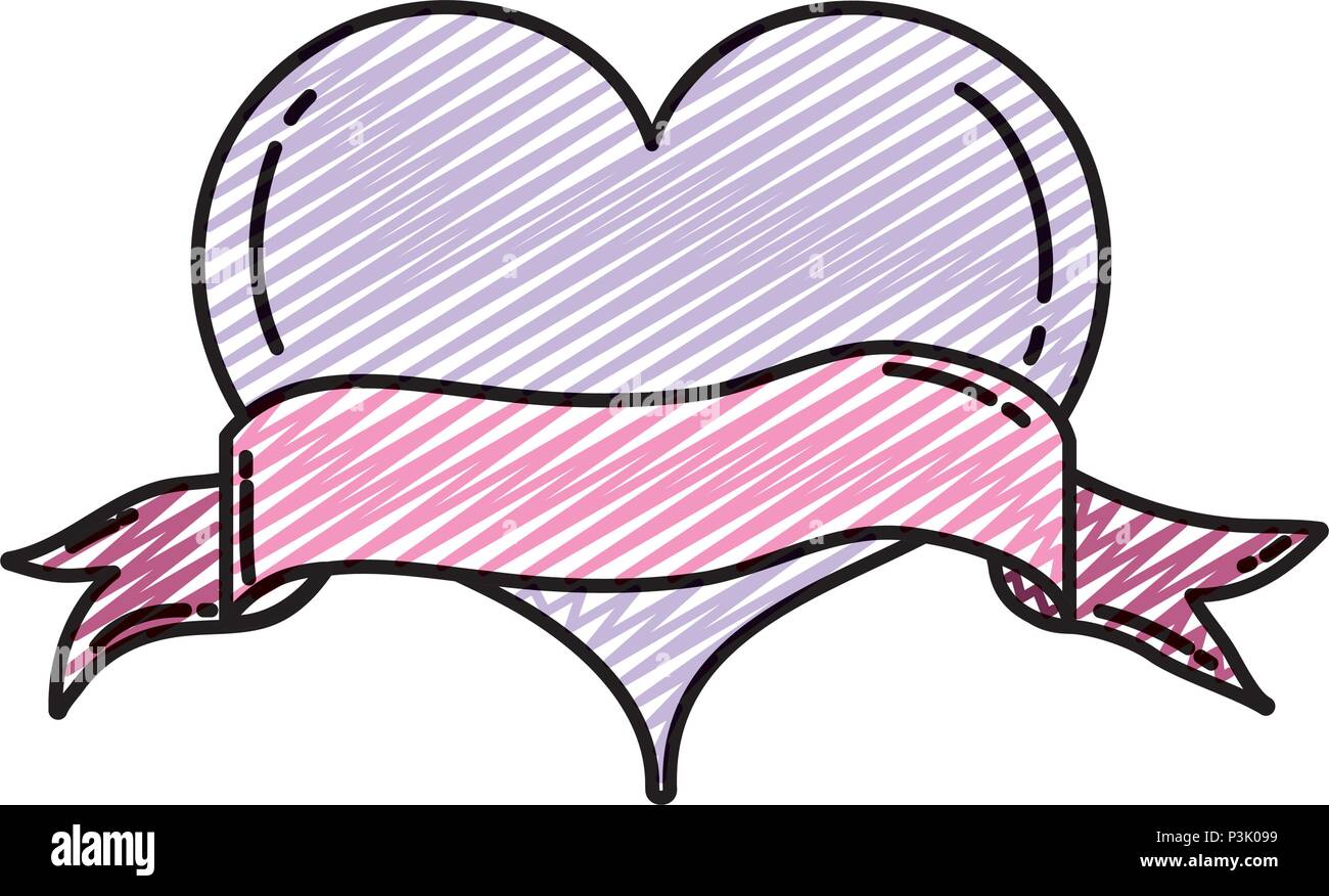 doodle heart symbol design and ribbon style Stock Vector Image & Art ...