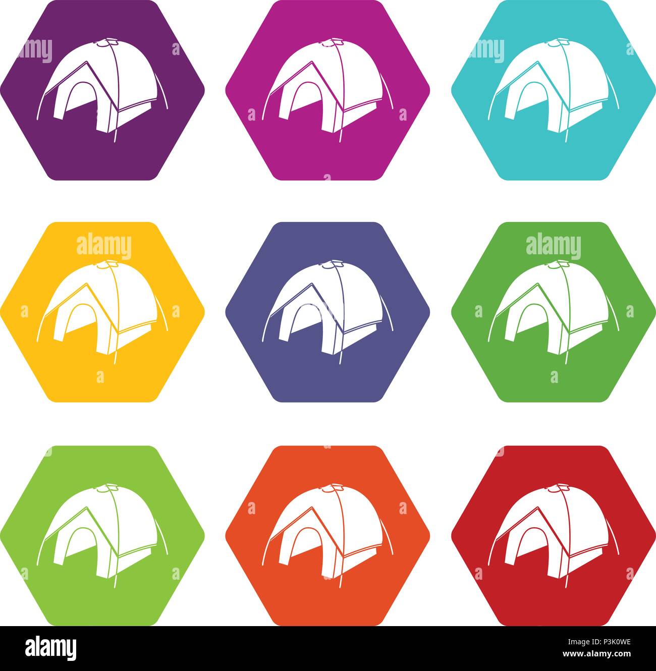 Tent icons set 9 vector Stock Vector