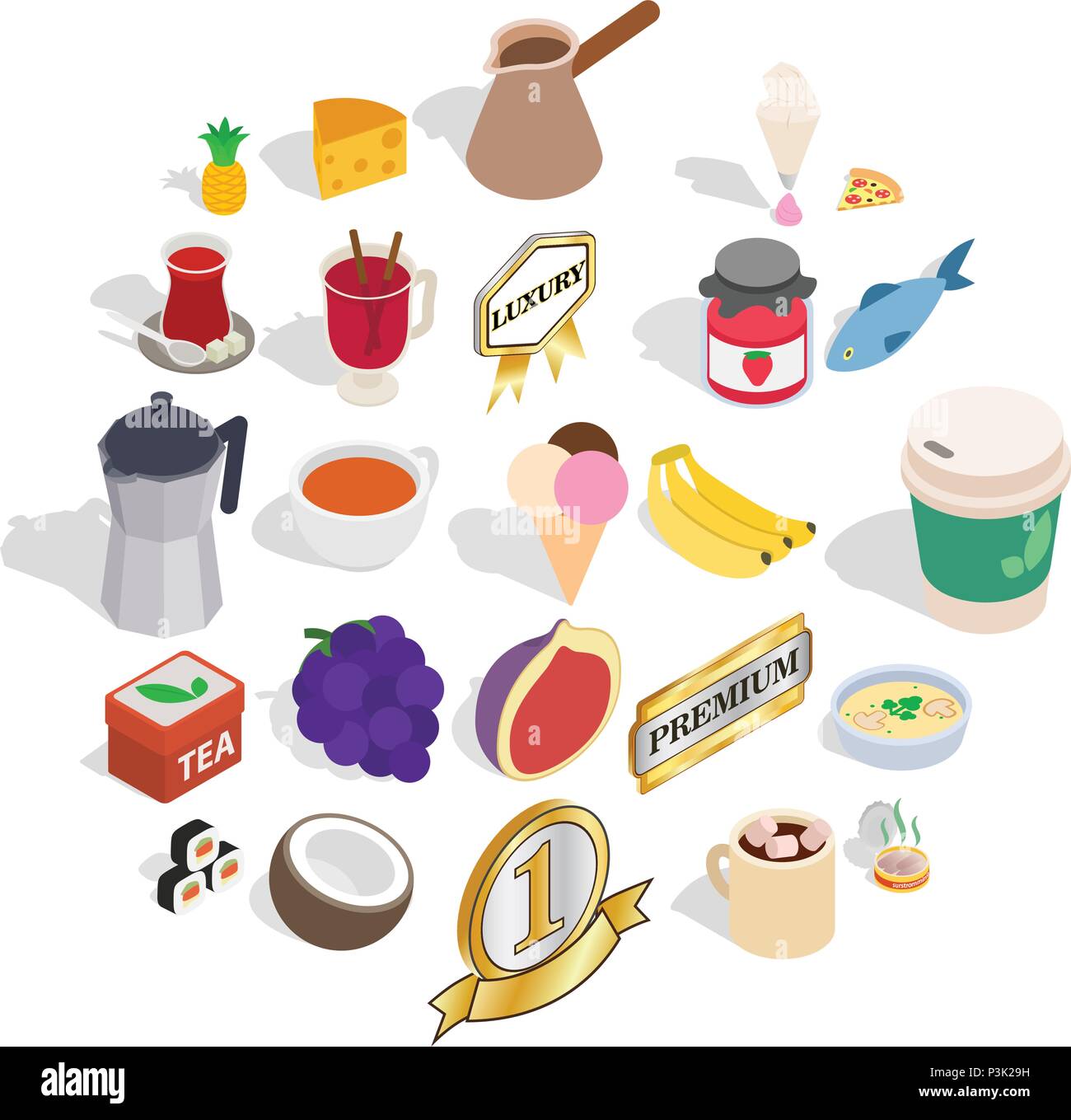 Inebriety icons set, isometric style Stock Vector