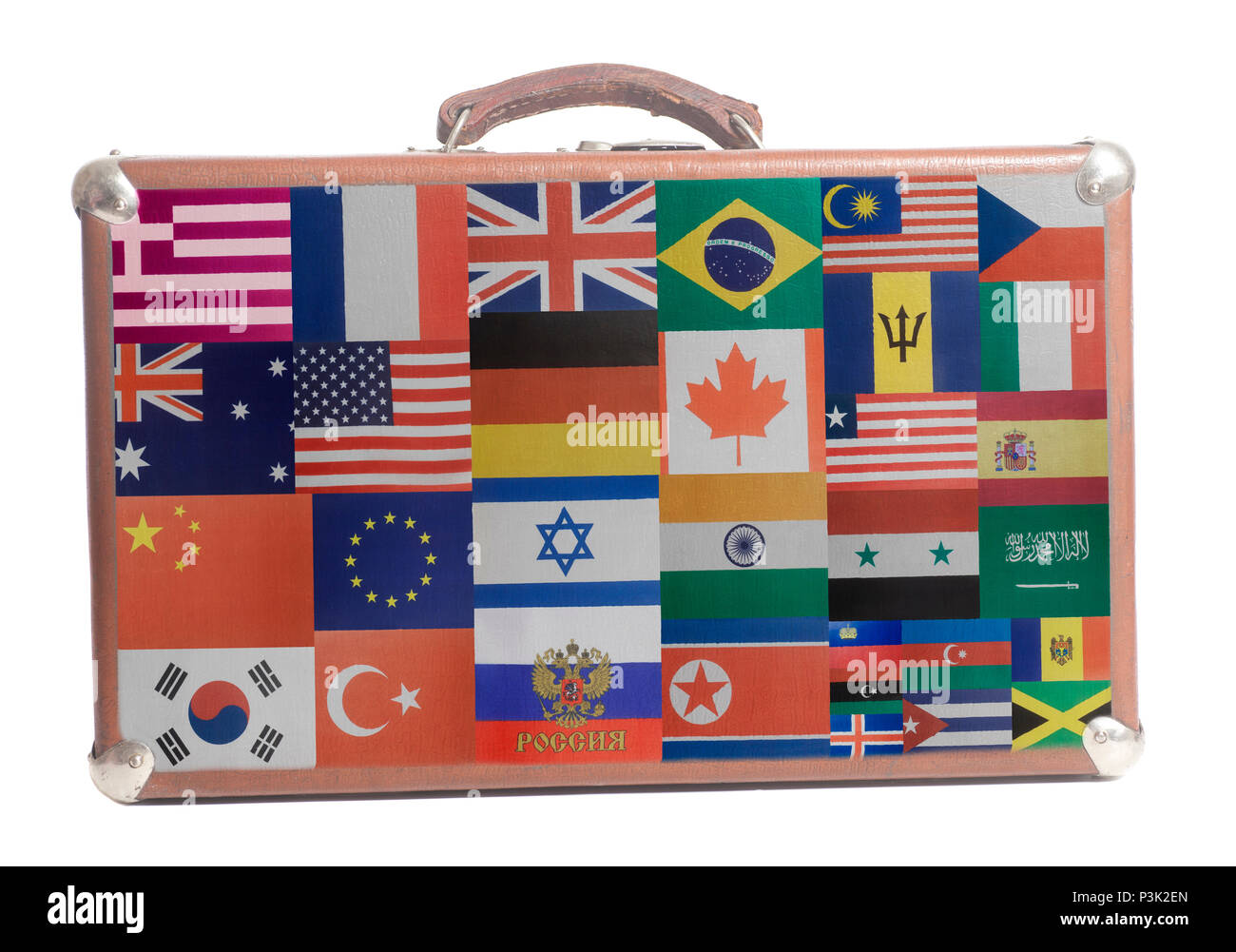 Business travel suitcase with Flags all countries of world isolated on ...