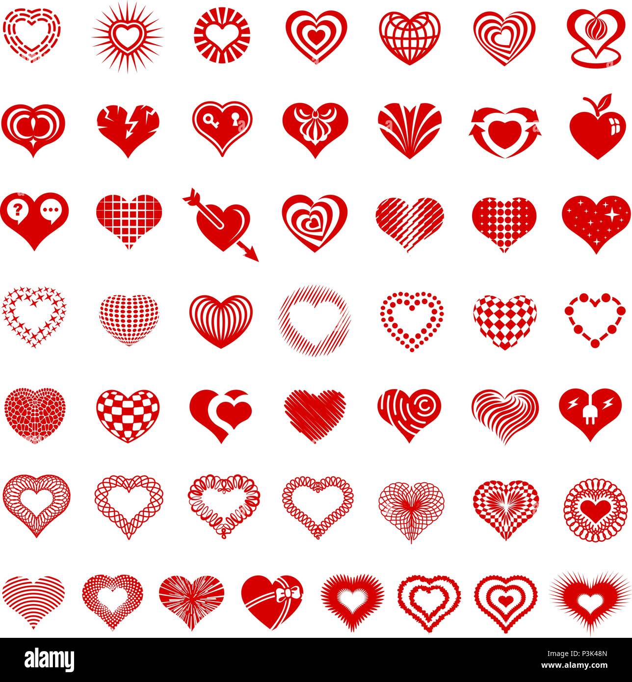 Heart form logo types icons set, simple style Stock Vector Image & Art ...