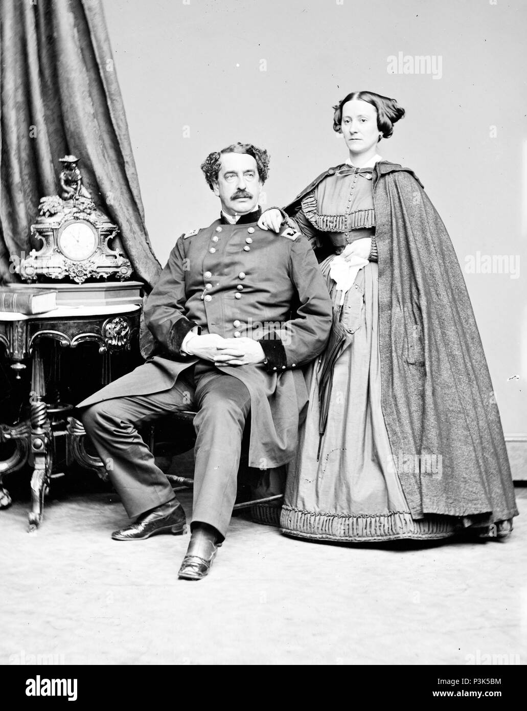 Abner Doubleday (1819 – 1893) United States Army officer and Union general in the American Civil War, with his wife, Mary Hewitt Doubleday Stock Photo