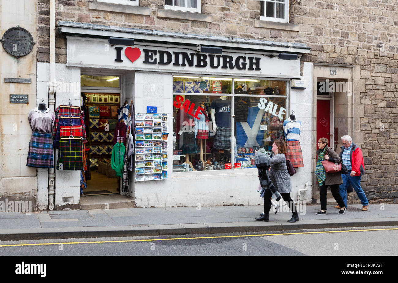 ' I love Edinburgh ' gift shop, the Royal Mile, Edinburgh old town, Edinburgh, Scotland, UK Stock Photo