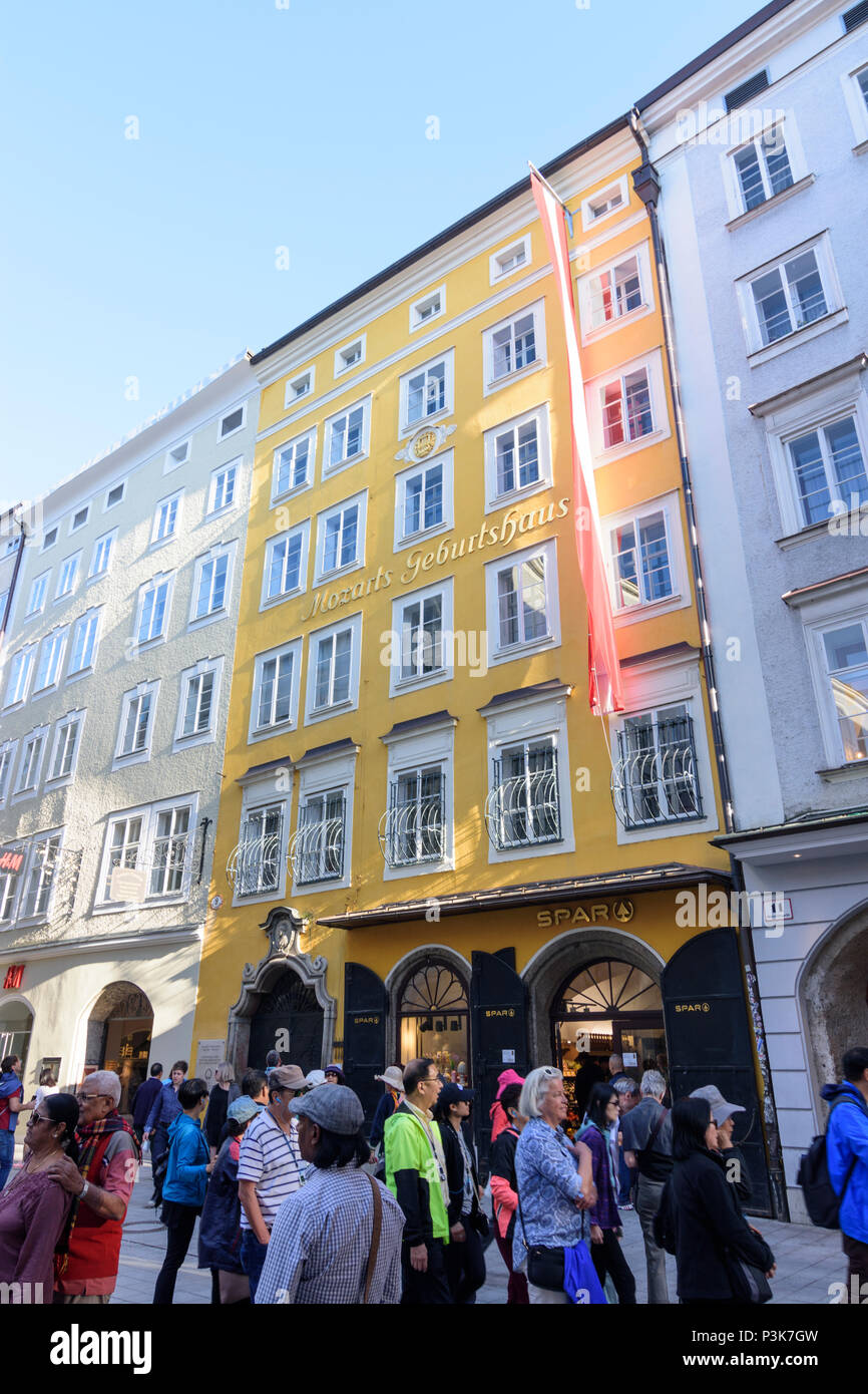 Salzburg Mozart's birthplace house at Getreidegasse 9 in Austria