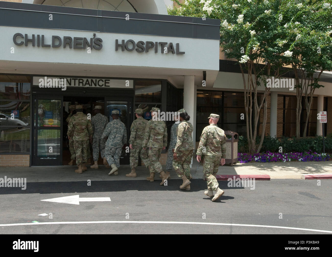 Soldiers in the Mississippi Army National Guard’s Recruit Sustainment Program (RSP) took the fight to a new battlefield on July 9, 2016, when they engaged with patients at Blair E. Batson Children’s Hospital. Stock Photo