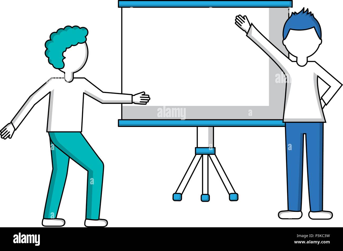 paperboard training with young men isolated icon vector illustration ...