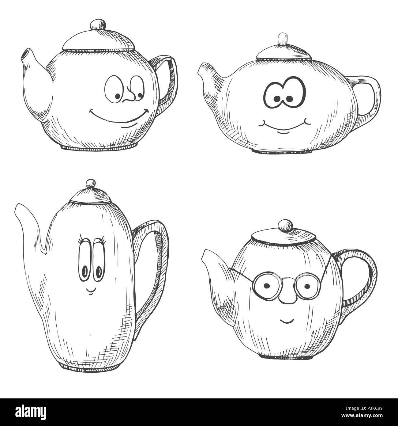 Kawaii Tea Kettle Icon Cartoon Illustration Isolated White Stock Vector by  ©Mictoon 395705720
