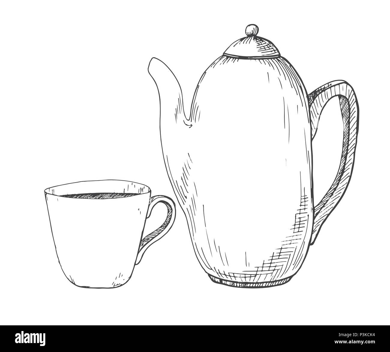 Kettle outline Black and White Stock Photos & Images Alamy