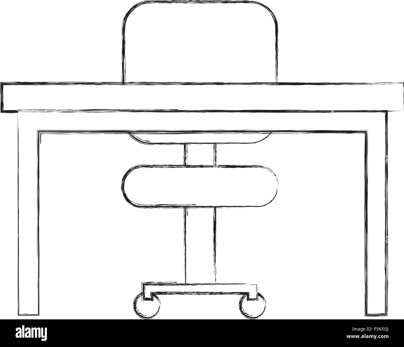 office desk and chair front view vector illustration Stock Vector Image