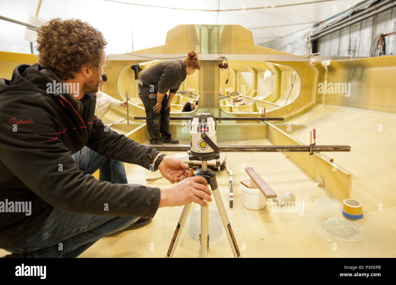 People building boat, Lorient, Brittany, France Stock Photo