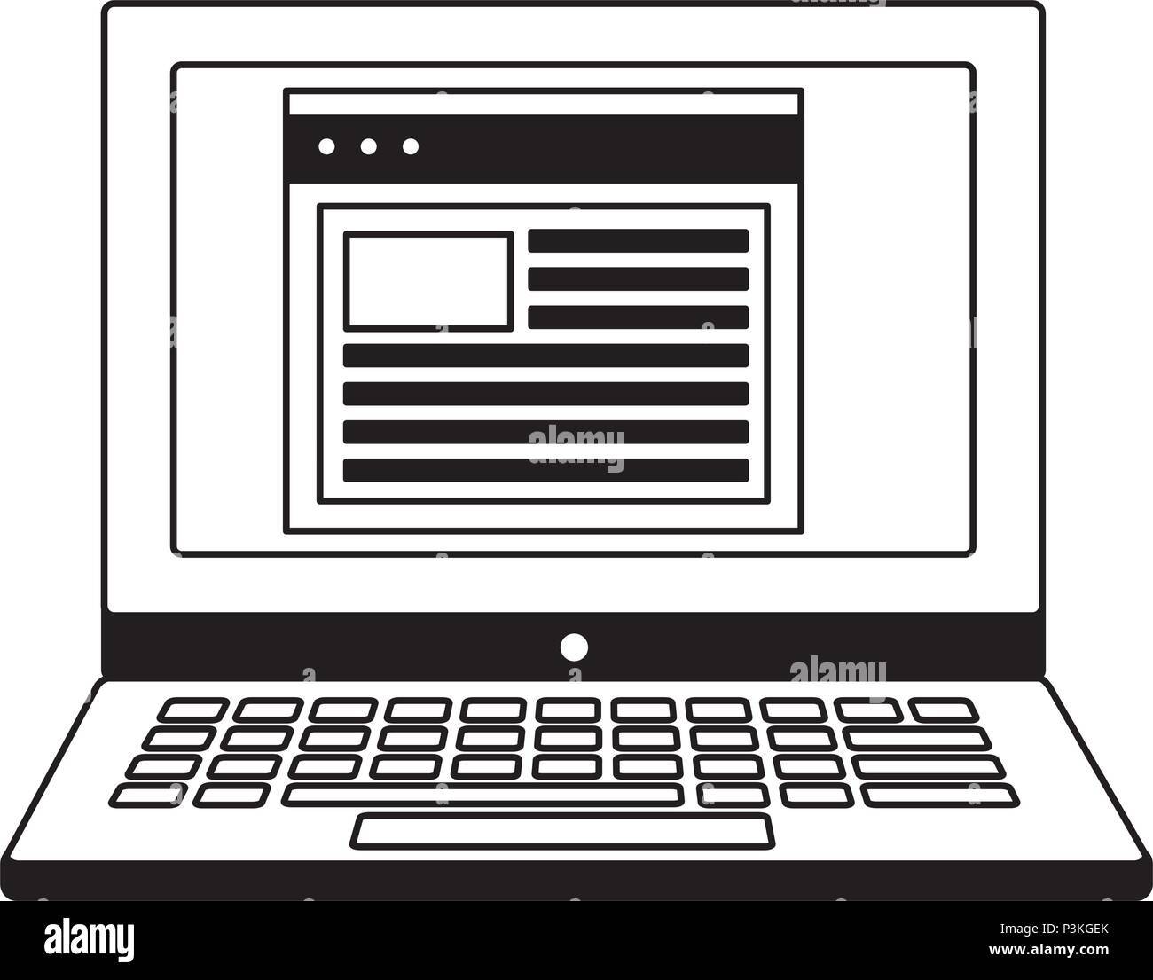 laptop computer with web page template isolated icon vector ...