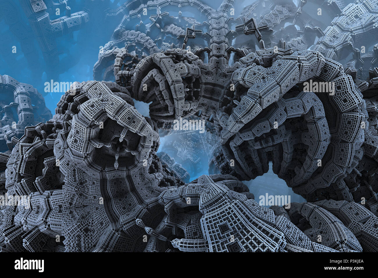 Epic abstract poster or background with fractals. Bigscale Image. Stock Photo