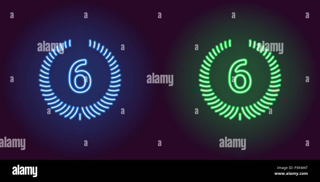 Neon icon of Blue and Green Sixth Place. Vector illustration of Sixth ...