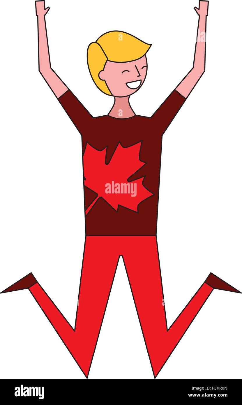 young man celebrating canada day vector illustration Stock Vector