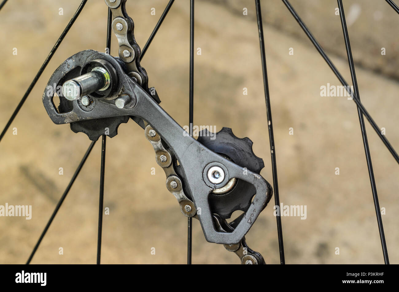 Rear Bicycle Derailleur Fell Apart in Half. Bicycle Rear Derailleur