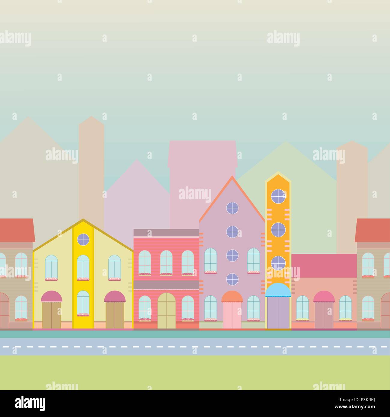 House buildings, home seamless background pattern Stock Vector Image ...