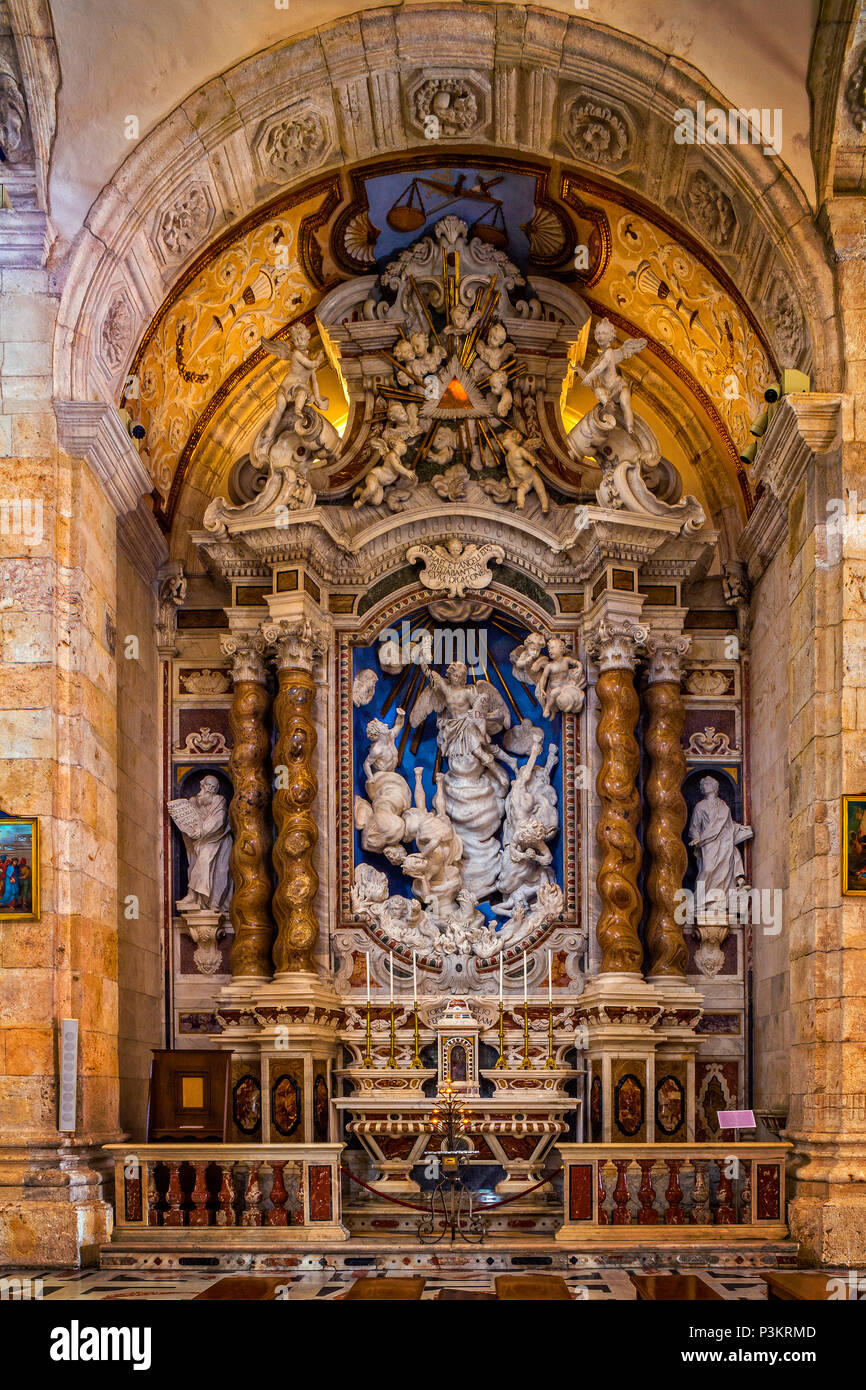 Italy Sardinia Cagliari Castello ( Casteddu ) District - Santa Maria Cathedral - Chapel Of St Michael Stock Photo