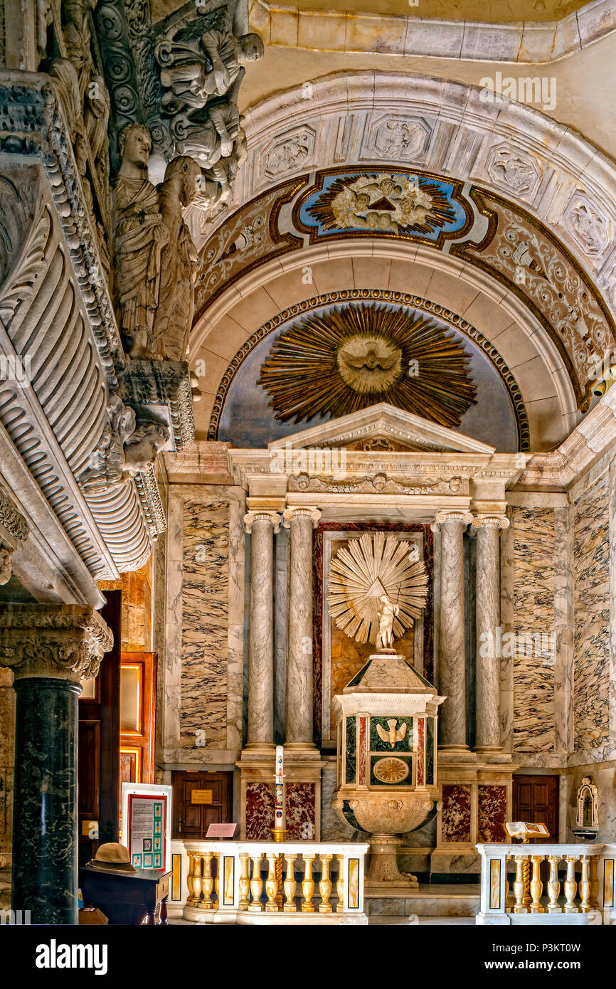 Italy Sardinia Cagliari Castello ( Casteddu ) District - Santa Maria Cathedral -chapel of the baptistery Stock Photo