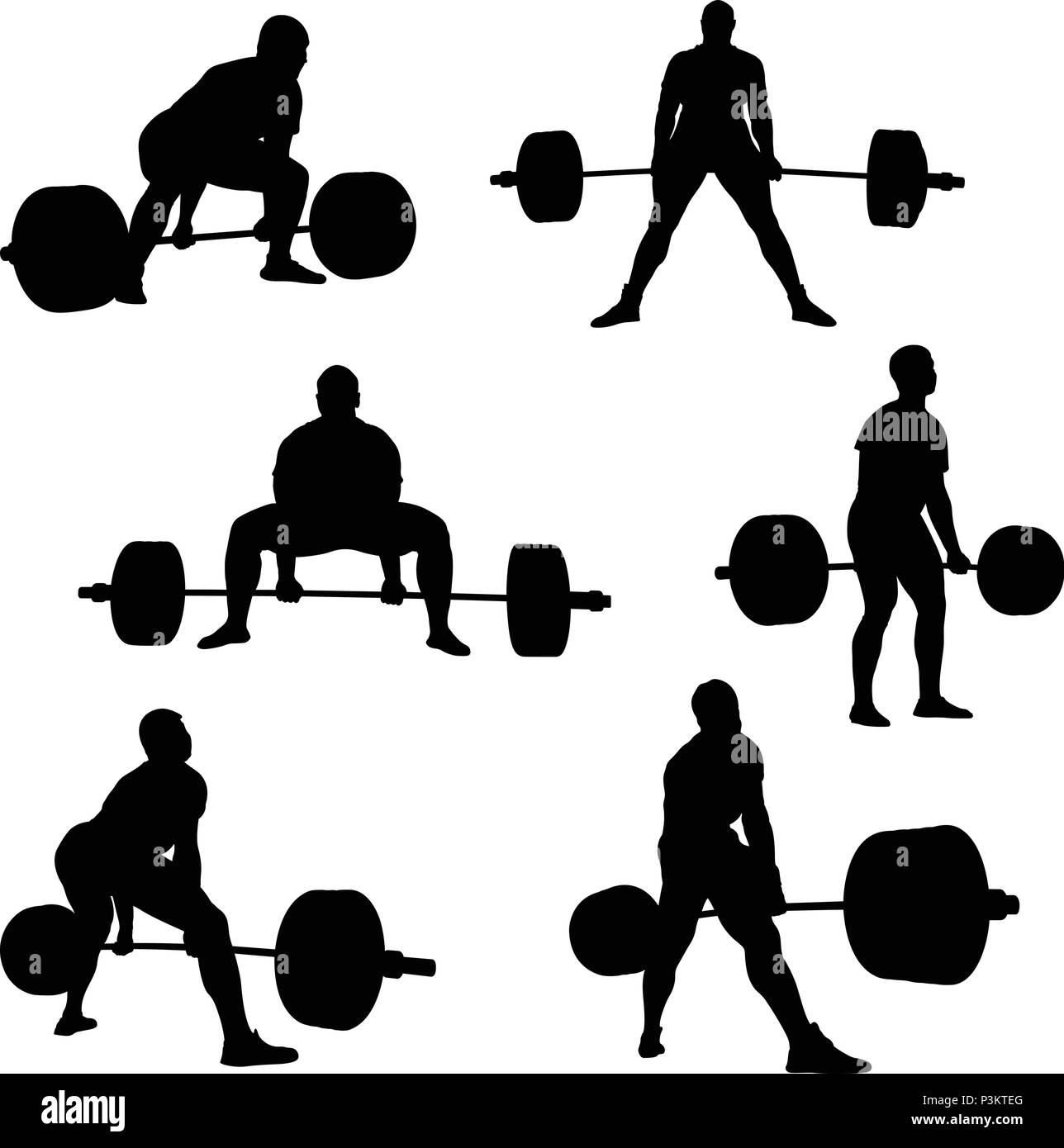 set athlete powerlifter deadlift black silhouette powerlifting