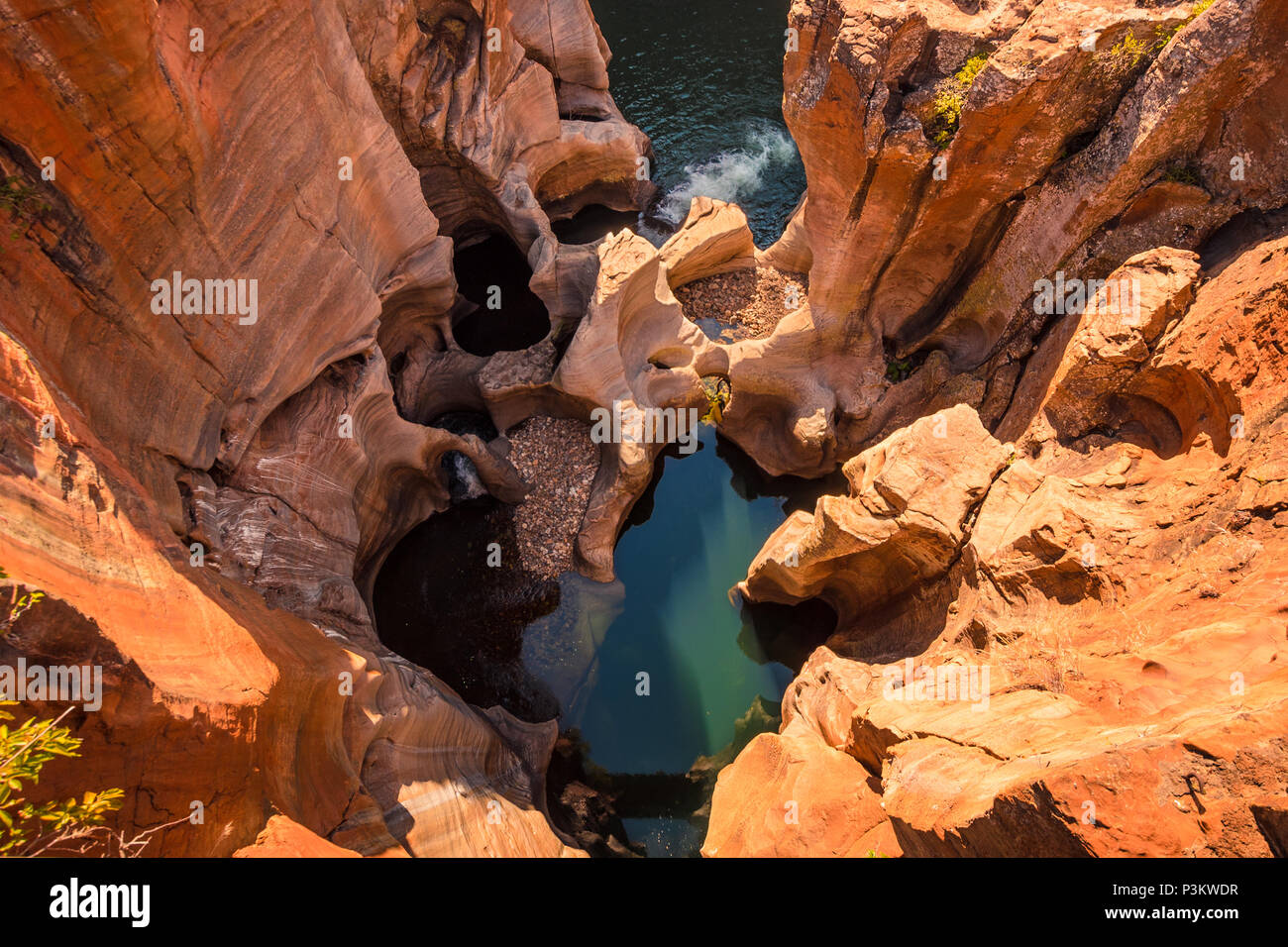 A view looking down on the the plunge pools at Bourke’s Luck Potholes