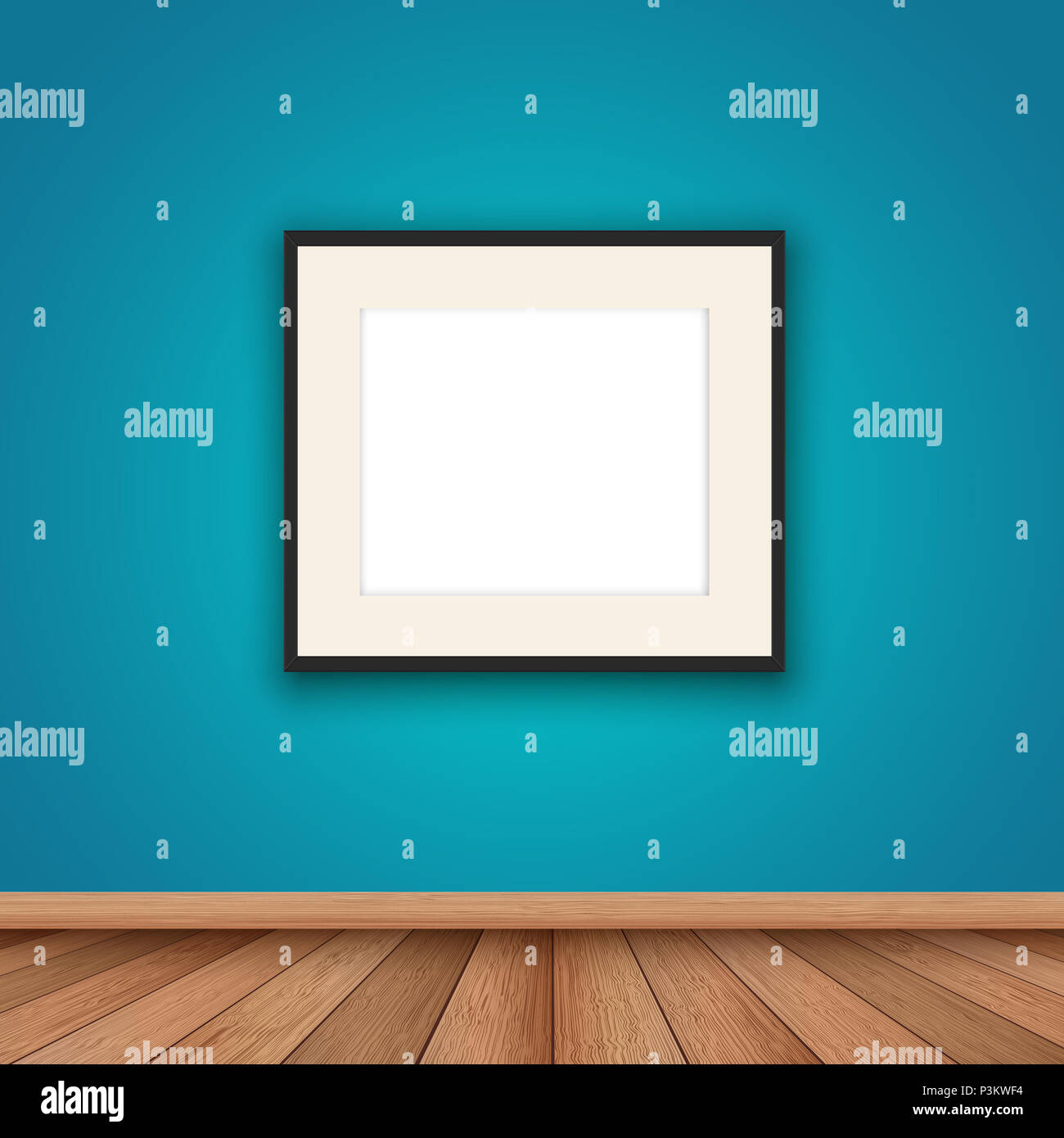 Blank picture frame hanging on a wall in a room interior Stock Photo ...