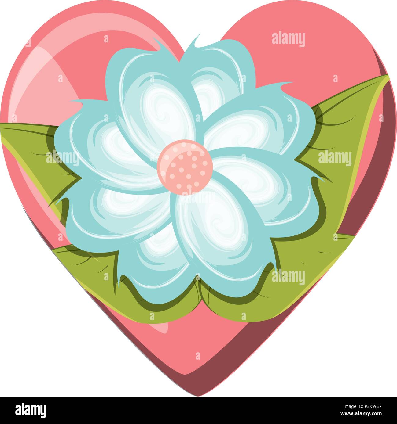 heart with beautiful flower icon over white background, colorful design ...