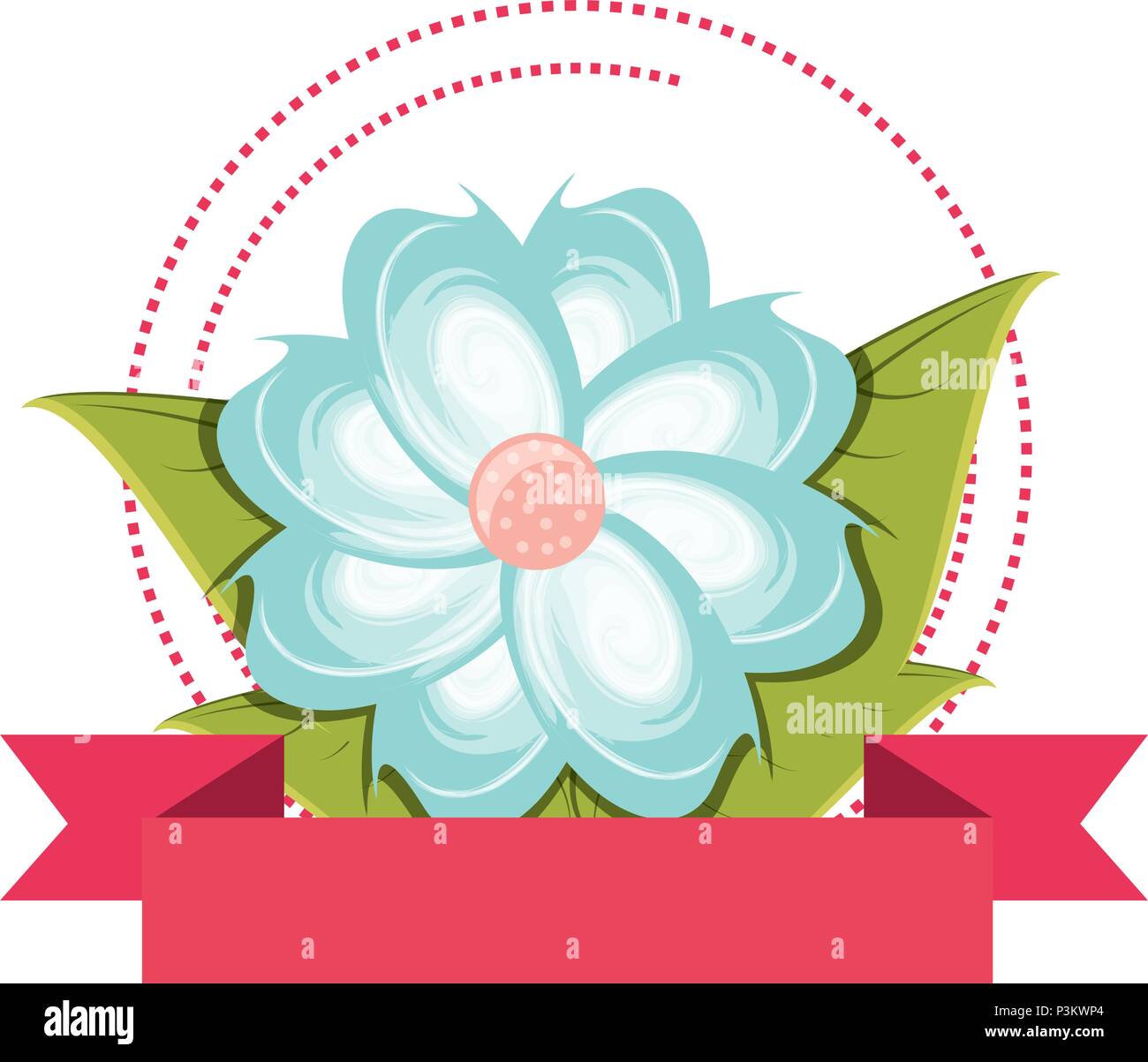 decorative ribbon and beautiful flower icon over white background ...