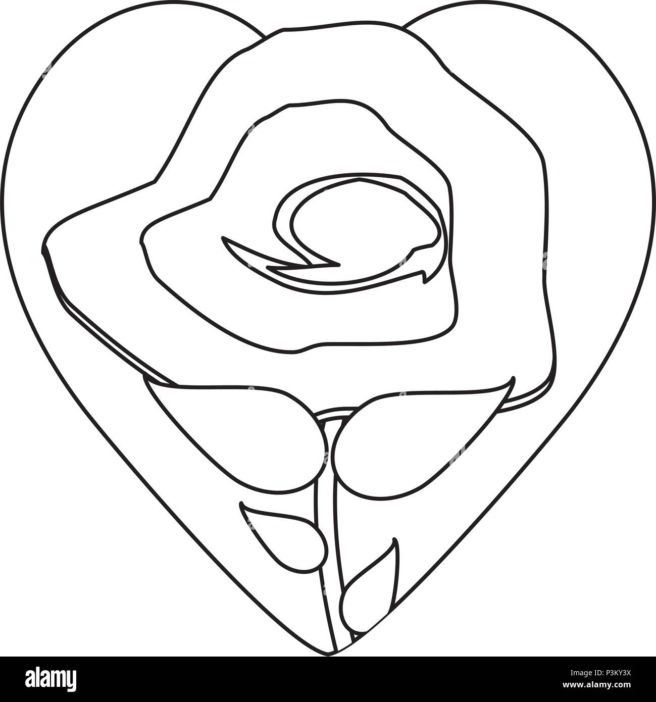 heart with beautiful flower icon over white background, vector ...