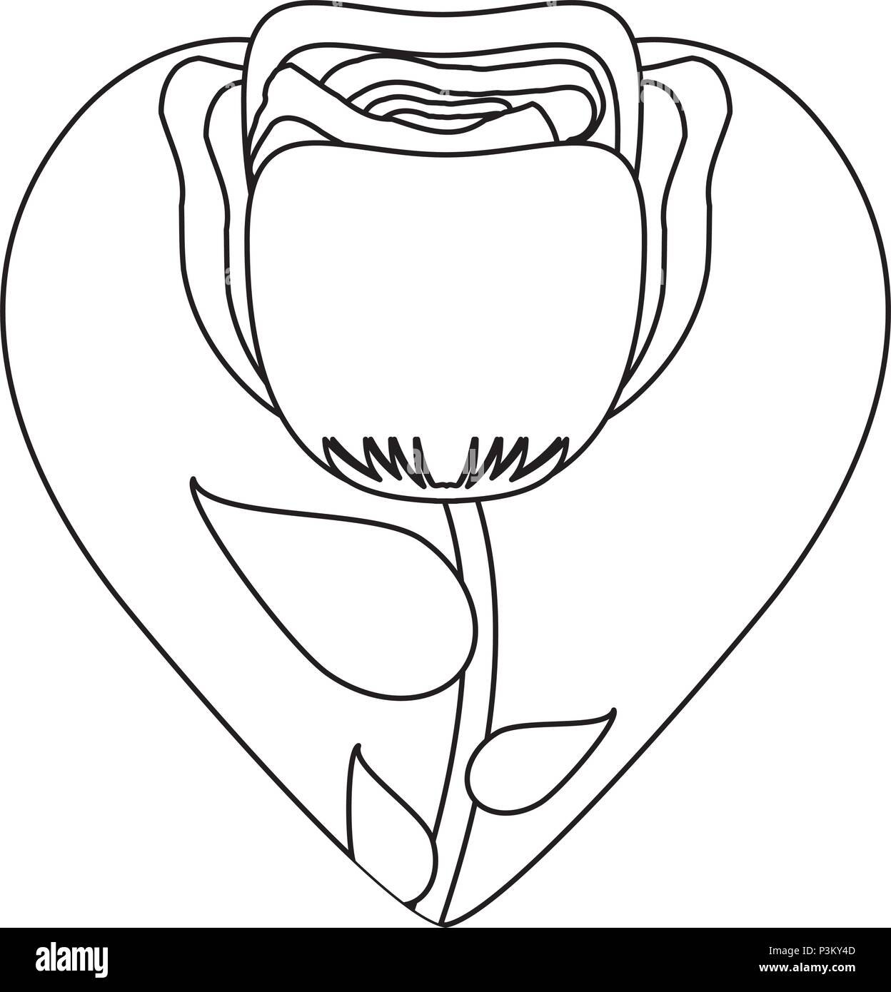 heart with beautiful flower icon over white background, vector ...
