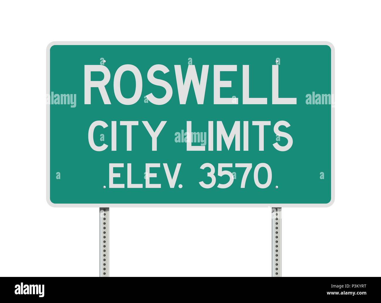 Vector illustration of the Roswell City Limits green road sign Stock ...