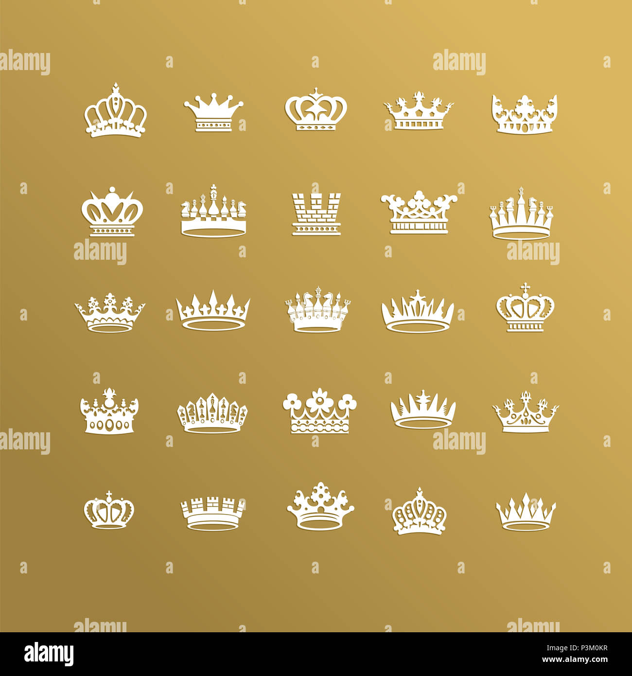 Vector collection of creative king and queen crowns symbols or logo ...