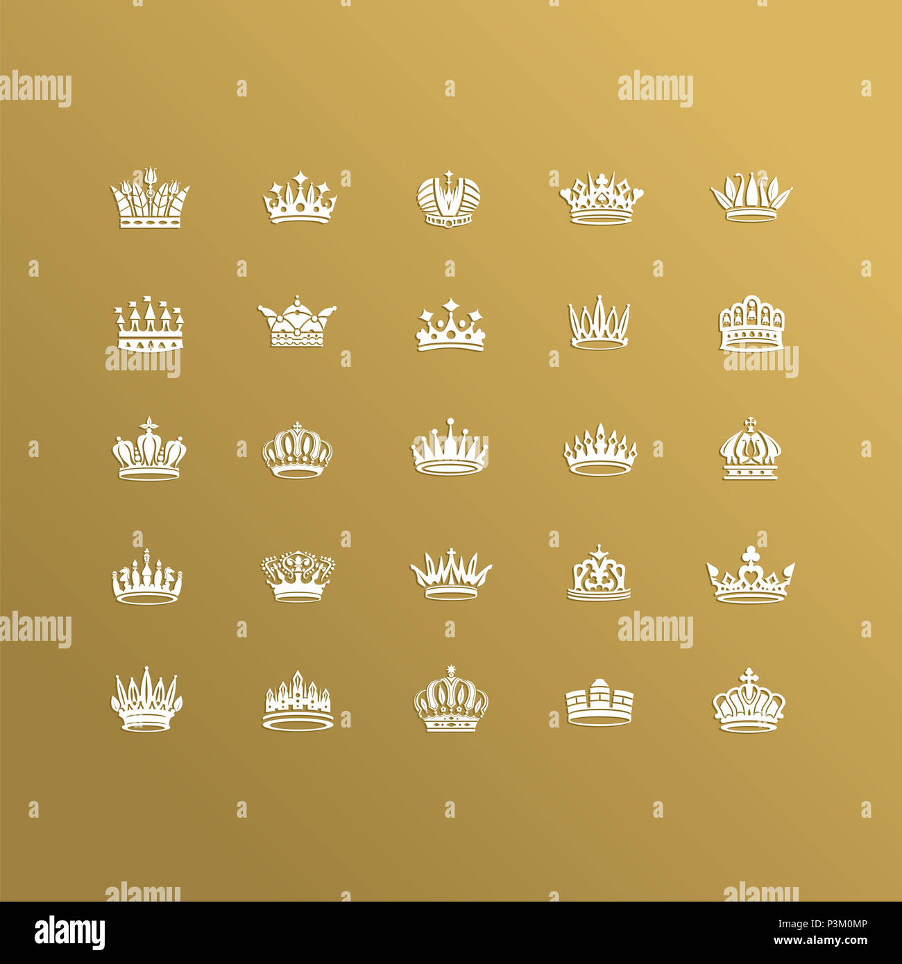Vector collection of creative king and queen crowns symbols or logo ...