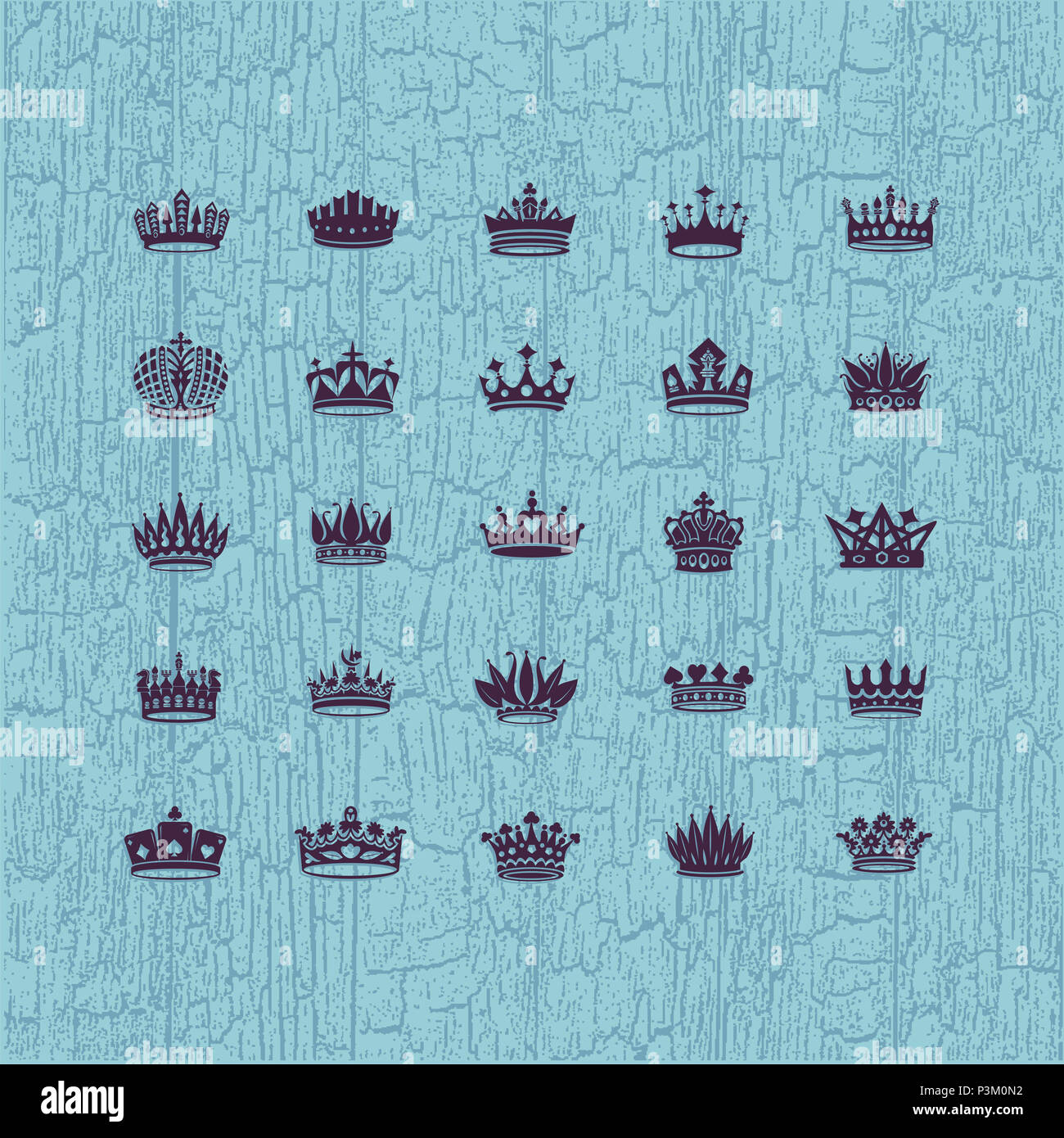 Vector collection of creative king and queen crowns symbols or logo ...